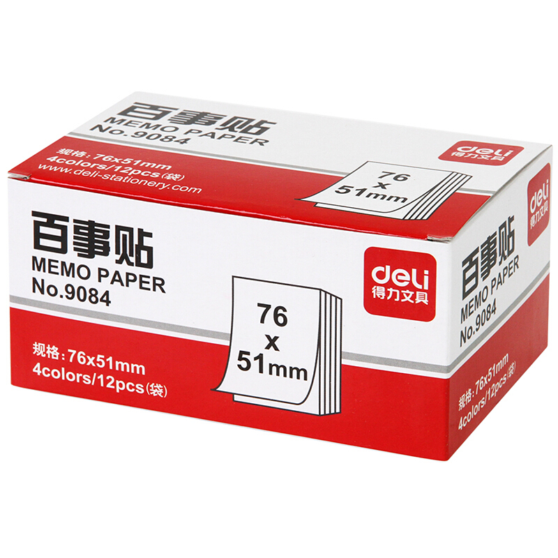 得力（deli） 9084 熒光紙百事貼/便條紙76×51mm 12本裝_http://m.gzyiqian.cn/img/images/C201902/1551161538740.jpg