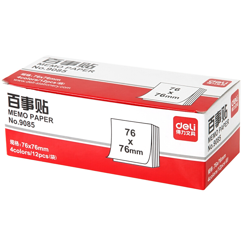 得力（deli） 9085 熒光紙百事貼/便條紙76×76mm 12本裝_http://m.gzyiqian.cn/img/images/C201902/1551162058990.jpg
