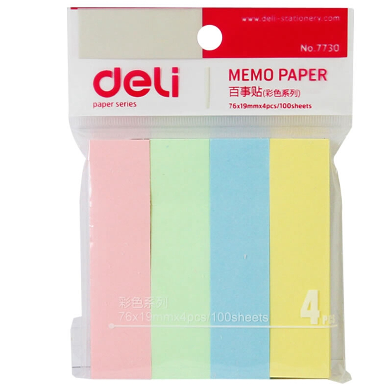 得力（deli） 7730 百事貼/便條紙 76*19mm 4色*100張/包_http://m.gzyiqian.cn/img/images/C201902/1551162434511.jpg