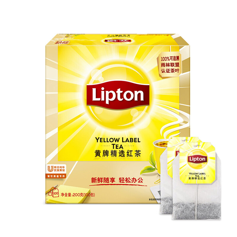 立頓（Lipton） 茶葉 100包200g 袋泡茶茶包 （黃牌精選紅茶）_http://m.gzyiqian.cn/img/images/C201902/1551337664599.jpg