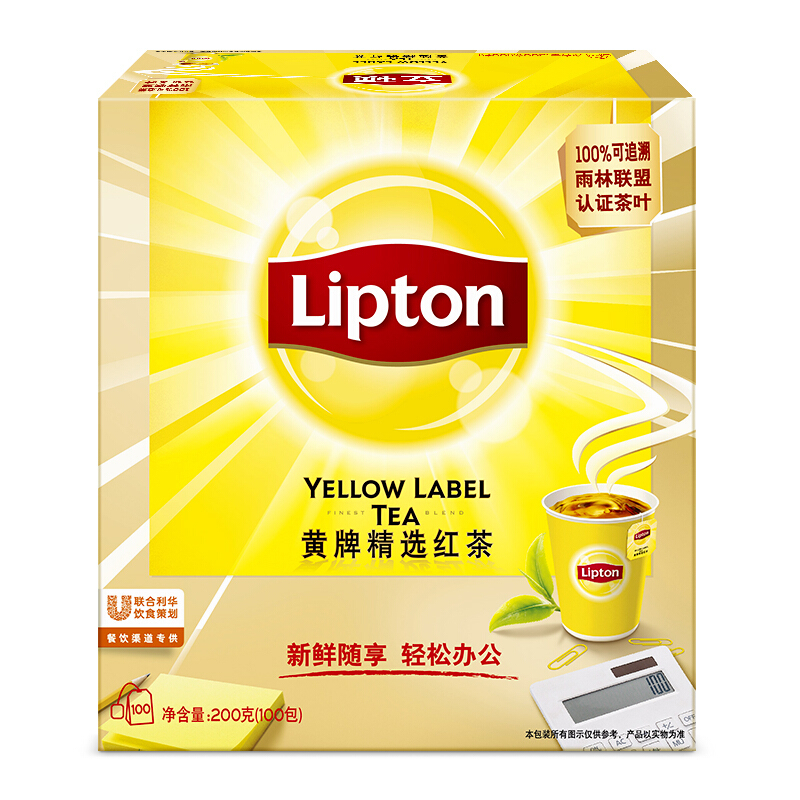 立頓（Lipton） 茶葉 100包200g 袋泡茶茶包 （黃牌精選紅茶）_http://m.gzyiqian.cn/img/images/C201902/1551337664609.jpg