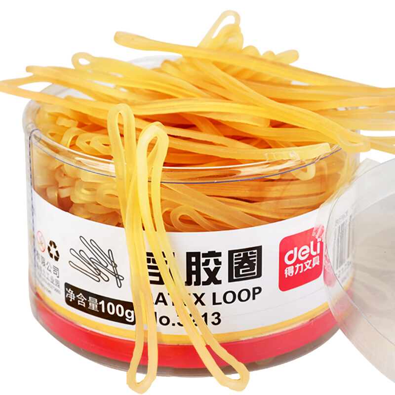 得力（deli） 3213 強韌性乳膠圈 橡皮筋 筒裝100g_http://m.gzyiqian.cn/img/images/C201903/1551687787351.jpg