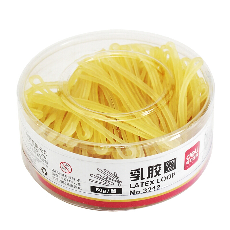 得力（deli） 3212 橡皮筋 乳膠圈 筒裝50g _http://m.gzyiqian.cn/img/images/C201903/1551688161968.jpg