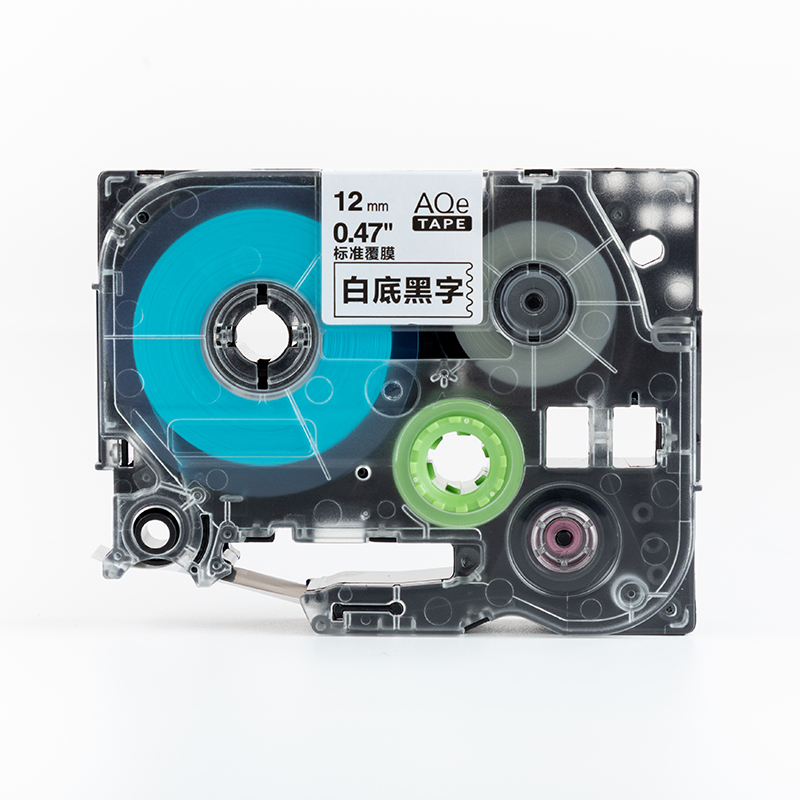 愛墨 AQe-221（9mm）不干膠標簽紙色帶 透明底黑字 _http://m.gzyiqian.cn/img/images/C201907/1564103208117.jpg