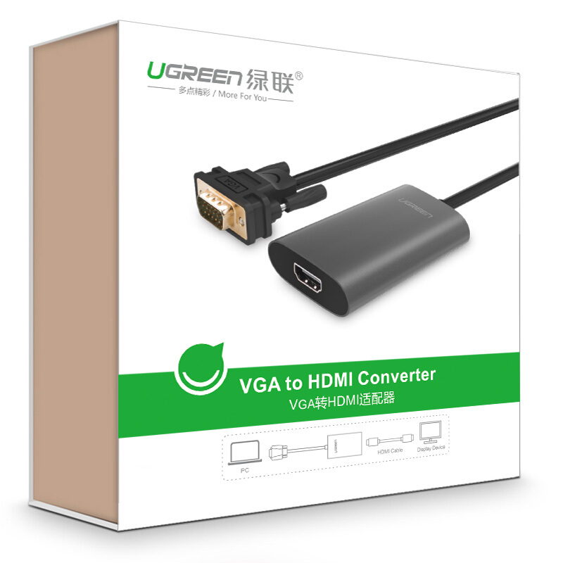 綠聯（UGREEN）VGA轉HDMI線轉換器帶音頻接口40264_http://m.gzyiqian.cn/img/images/C201909/1569316633028.jpg