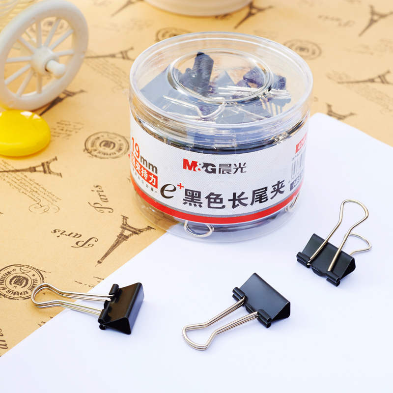 晨光（M&G） Eplus  長尾夾/長尾夾票夾 黑色( 5#ABS92736/19MM 40枚/筒)_http://m.gzyiqian.cn/img/images/C202008/1596769517278.jpg