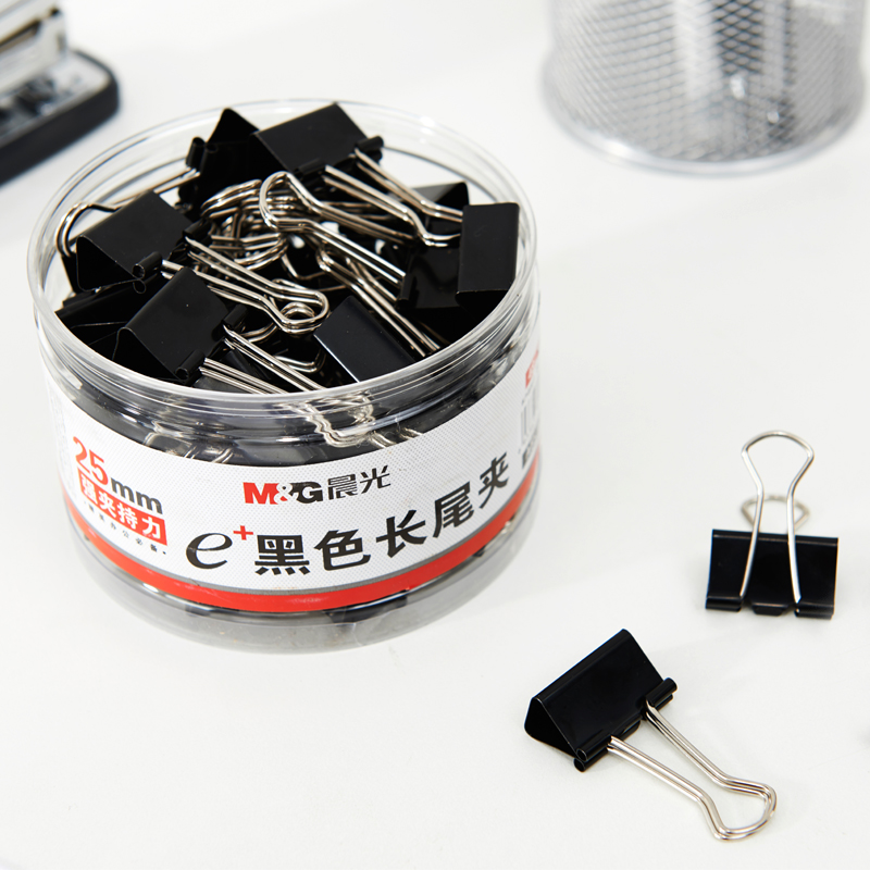 晨光（M&G） Eplus  長尾夾/長尾夾票夾 黑色(4#ABS92735/25MM 48枚/筒)_http://m.gzyiqian.cn/img/images/C202008/1596769642906.jpg