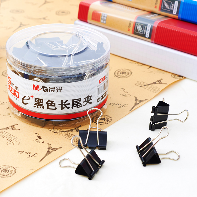 晨光（M&G） Eplus  長尾夾/長尾夾票夾 黑色(4#ABS92735/25MM 48枚/筒)_http://m.gzyiqian.cn/img/images/C202008/1596769644667.jpg