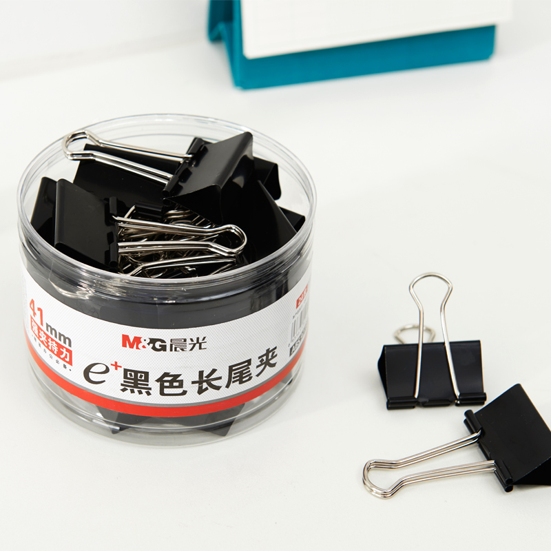 晨光（M&G） Eplus  長尾夾/長尾夾票夾 黑色(2#ABS92733/41MM 24枚/筒)_http://m.gzyiqian.cn/img/images/C202008/1596777189949.jpg