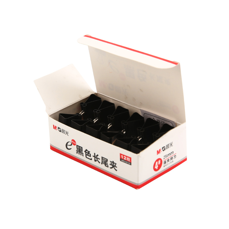 晨光（M&G） Eplus  長尾夾/長尾夾票夾 黑色(4#ABS92729/24mm 12枚/盒)_http://m.gzyiqian.cn/img/images/C202008/1596777688696.jpg
