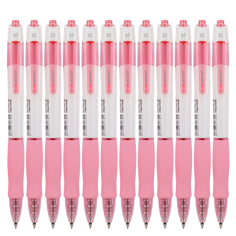 得力（deli）S09 按動子彈頭中性筆 紅色簽字筆 0.5mm 12支/盒_http://m.gzyiqian.cn/img/images/C202009/1599195137840.jpg
