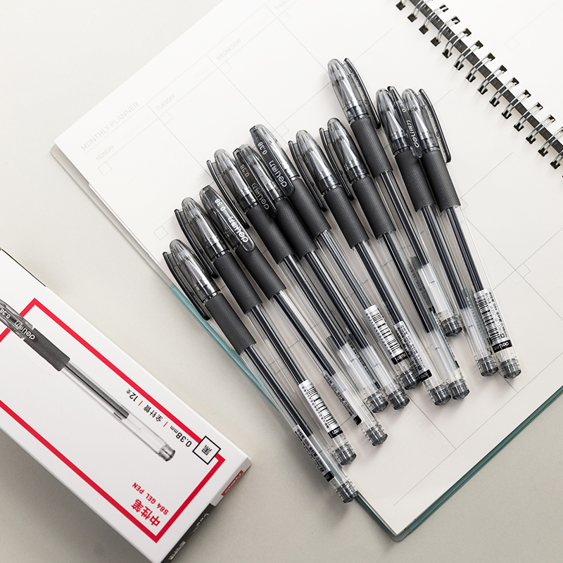 得力（deli）S84 財務專用中性筆 黑色簽字筆 0.38mm 12支盒_http://m.gzyiqian.cn/img/images/C202009/1599444079210.jpg