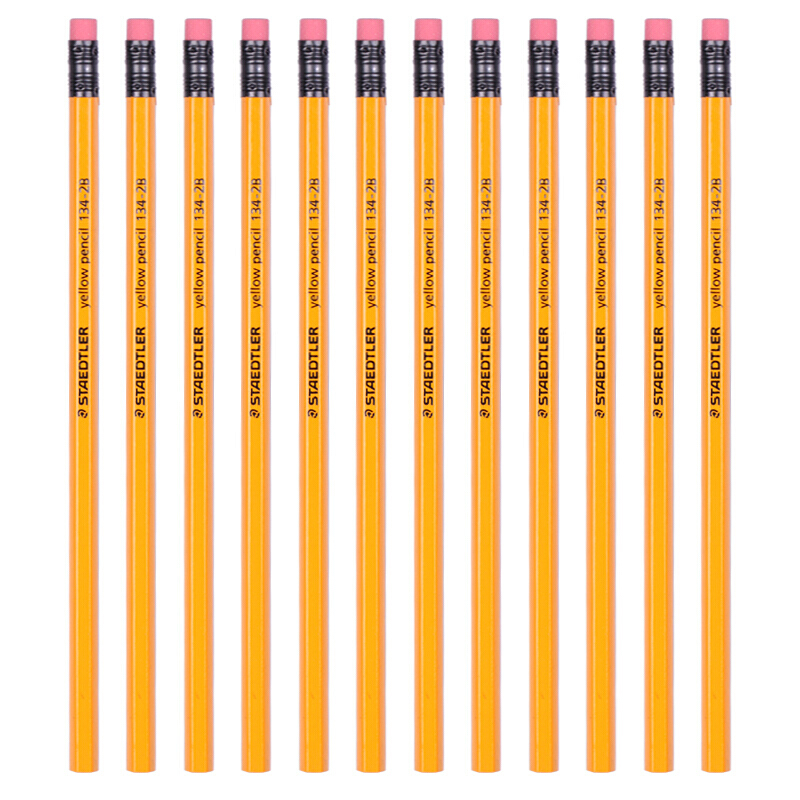 施德樓（Staedtler） 134 黃桿鉛筆 帶橡皮頭 12支裝（2B）_http://m.gzyiqian.cn/img/sp/102/e8de9419-32c0-4a74-87af-ca061e8d4b84.jpg