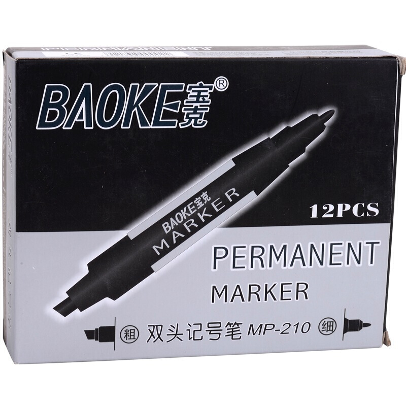 寶克（BAOKE） MP-210 油性大雙頭記號筆 12支/盒（黑色）_http://m.gzyiqian.cn/img/sp/104/5a006ec3-abb8-450b-a649-914f6fcd2828.jpg