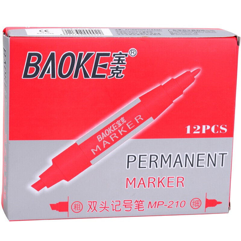 寶克（BAOKE） MP-210 油性大雙頭記號筆 12支/盒（紅色）_http://m.gzyiqian.cn/img/sp/104/ff05cf59-cc49-417c-8170-9b67ec9a46e9.jpg