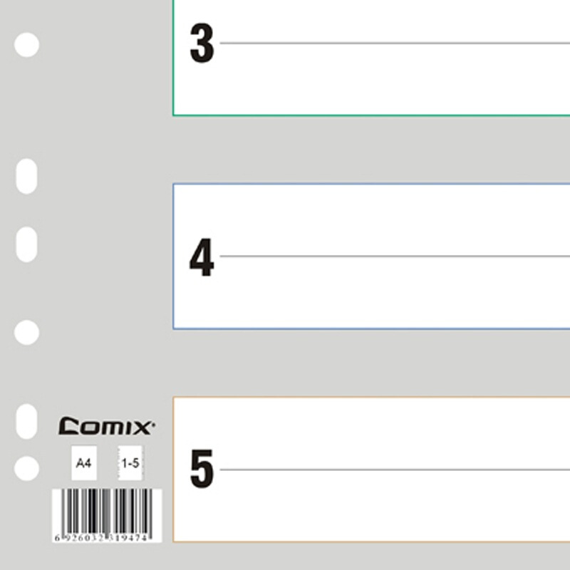 齊心（COMIX） IX901 易分類 五色索引紙 A4 11孔 PP_http://m.gzyiqian.cn/img/sp/137/017ec7db-adbd-4f7d-9ffb-473adc9ecf62.jpg