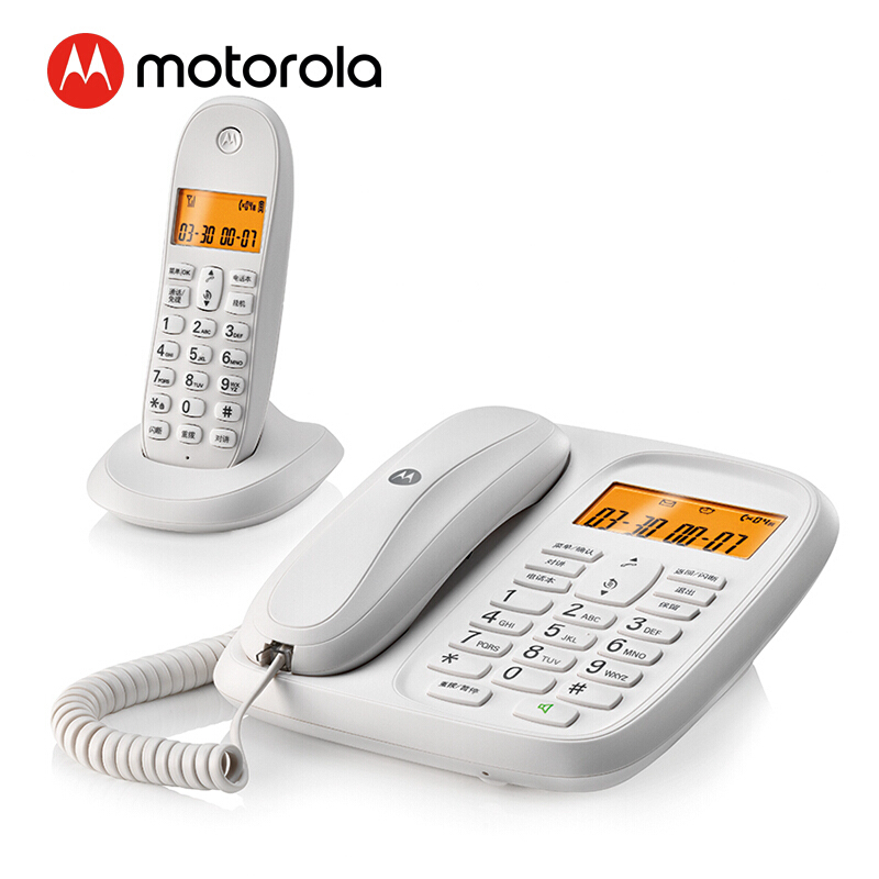 摩托羅拉（Motorola） CL101C 數字無繩電話機座機子母機中文顯示免提套裝辦公家用一拖一固定無線座機 （白色）_http://m.gzyiqian.cn/img/sp/2147/b92373a3-9b0d-4be8-96d7-a32a161b24a2.jpg