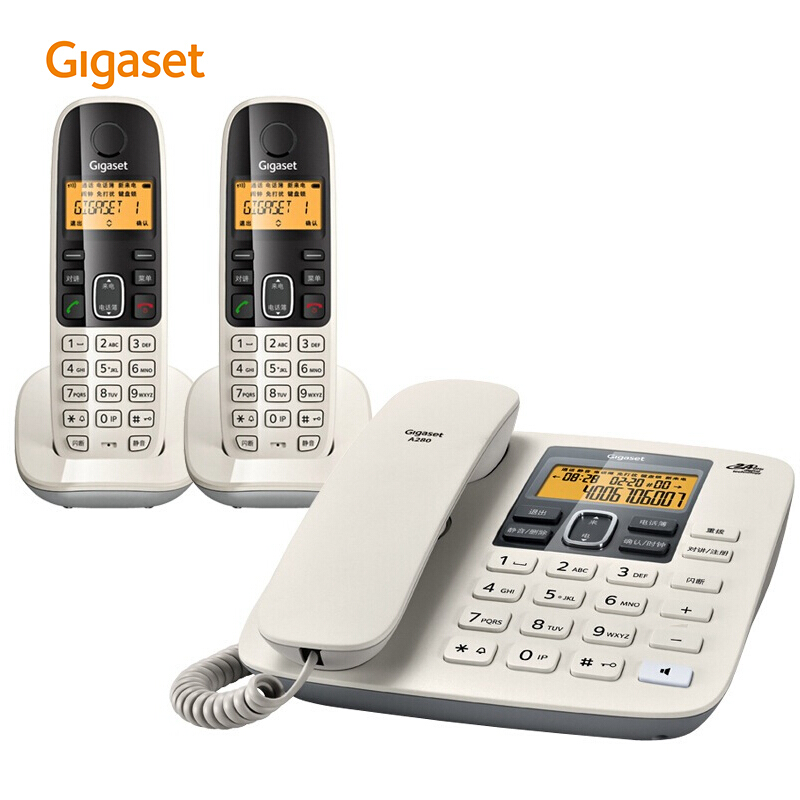 集怡嘉（Gigaset） A280 原西門子電話機座機子母機 數(shù)字無繩電話中文來電顯示免提家用辦公固定電話 (白色一拖二) _http://m.gzyiqian.cn/img/sp/2147/da61fed4-1210-408a-a3d6-8fd5dbfe9b75.jpg