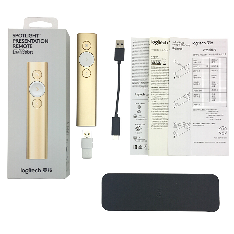 羅技（Logitech） Spotlight 無線演示器 投影筆 翻頁器 非激光筆 演示筆 演講神器 放大聚焦液晶屏可顯 (金色) _http://m.gzyiqian.cn/img/sp/242/af494d6b-0772-418e-9e3f-7fd05b6feba7.jpg
