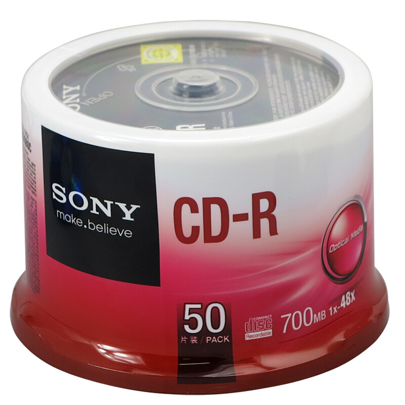 索尼（SONY） CD-R 光盤/刻錄盤 48速700MB 桶裝50片