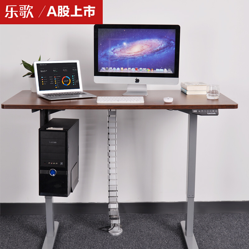 樂歌（Loctek） E1D 站立辦公電動升降桌套裝 (灰色桌架/胡桃木色桌板/方形1400x700mm) _http://m.gzyiqian.cn/img/sp/361/8cce3be9-5028-432b-b2e6-008a99685117.jpg