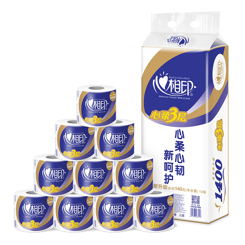 心相印（Mind Act Upon Mind） BT910 3層空芯卷紙衛生紙140g*10卷