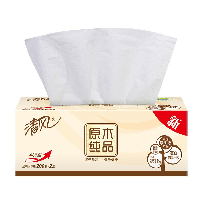 清風（APP） B338C1 原木純品盒裝抽紙面巾紙餐巾紙 2層200抽*3盒_http://m.gzyiqian.cn/img/sp/383/eca36e39-aec9-4e74-8590-26293537b2df.jpg