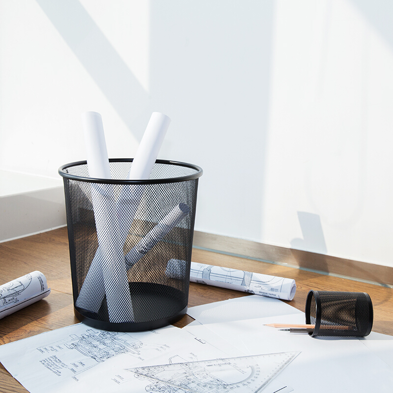 得力（deli） 黑色9190 26.6cm中號金屬網狀圓紙簍 辦公家用垃圾桶 _http://m.gzyiqian.cn/img/sp/393/fc1243e5-288b-472f-95f7-beb6b5dc6bb0.jpg