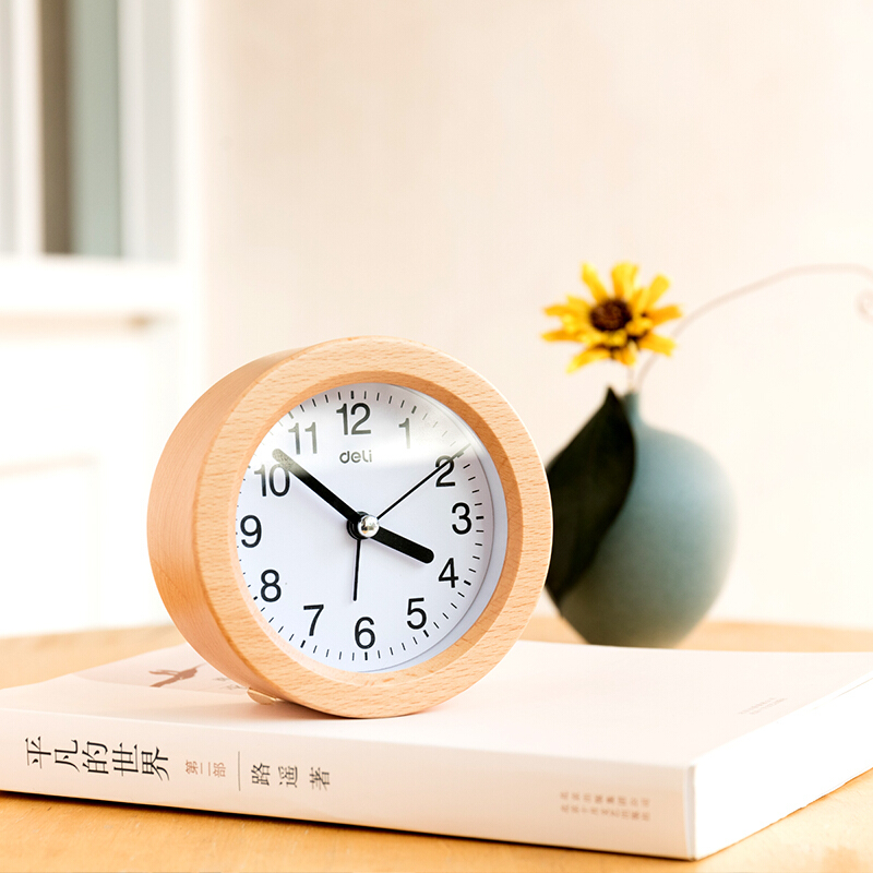 得力（deli） 8810 3.5寸靜音圓形櫸木鬧鐘貪睡鬧鐘 木紋色_http://m.gzyiqian.cn/img/sp/419/3d183b34-060d-49f0-90d3-a5063ac8a385.jpg