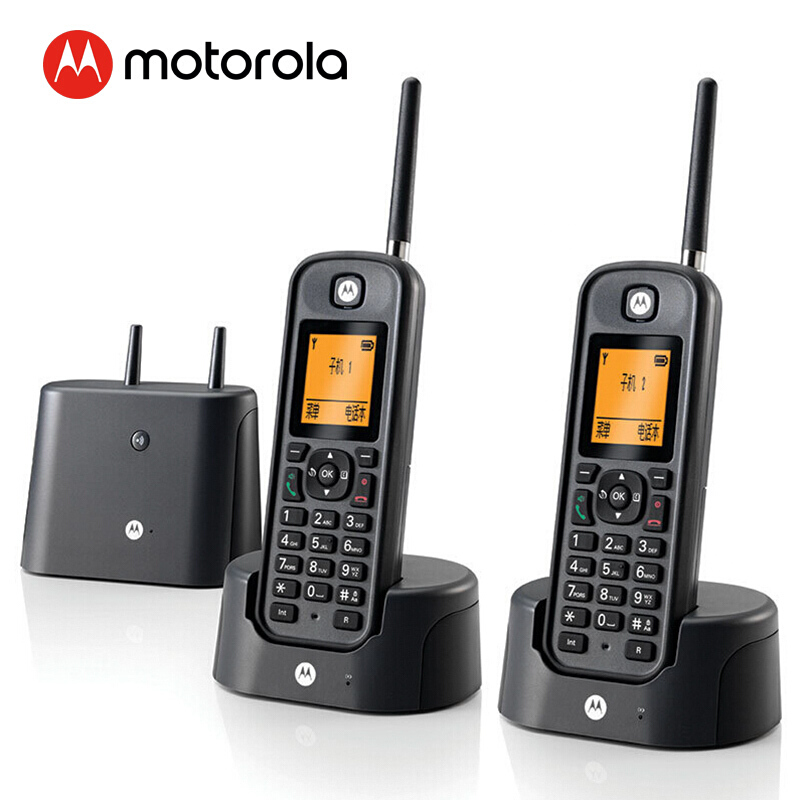 摩托羅拉（Motorola） O202C 電話機 遠距離數字無繩套裝 橙色背光電話簿中英文顯示菜單可擴展 無線座機 （黑色）_http://m.gzyiqian.cn/img/sp/764/60803777-6834-4605-9112-84fa2d41379b.jpg