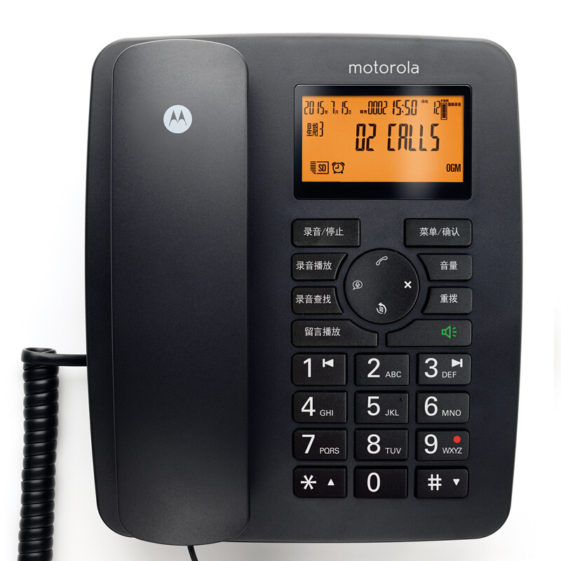 摩托羅拉（Motorola） CT111C 智能自動/手動插卡錄音電話機座機商務(wù)客服電話呼叫中心家用辦公固定座機 （黑色）_http://m.gzyiqian.cn/img/sp/766/4a792ab5-a50c-4ebe-866b-15321f594fe7.jpg