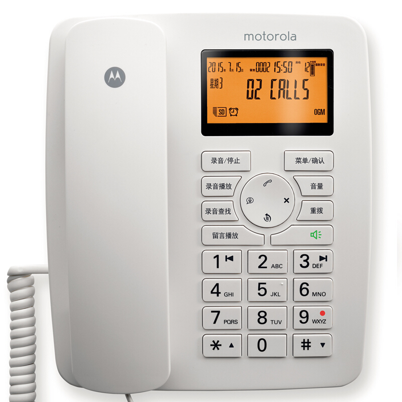 摩托羅拉（Motorola） CT111C 智能自動/手動插卡錄音電話機(jī)座機(jī)商務(wù)客服電話呼叫中心家用辦公固定座機(jī) （白色）_http://m.gzyiqian.cn/img/sp/766/82571caf-33d3-4f62-9579-e23617d9931e.jpg