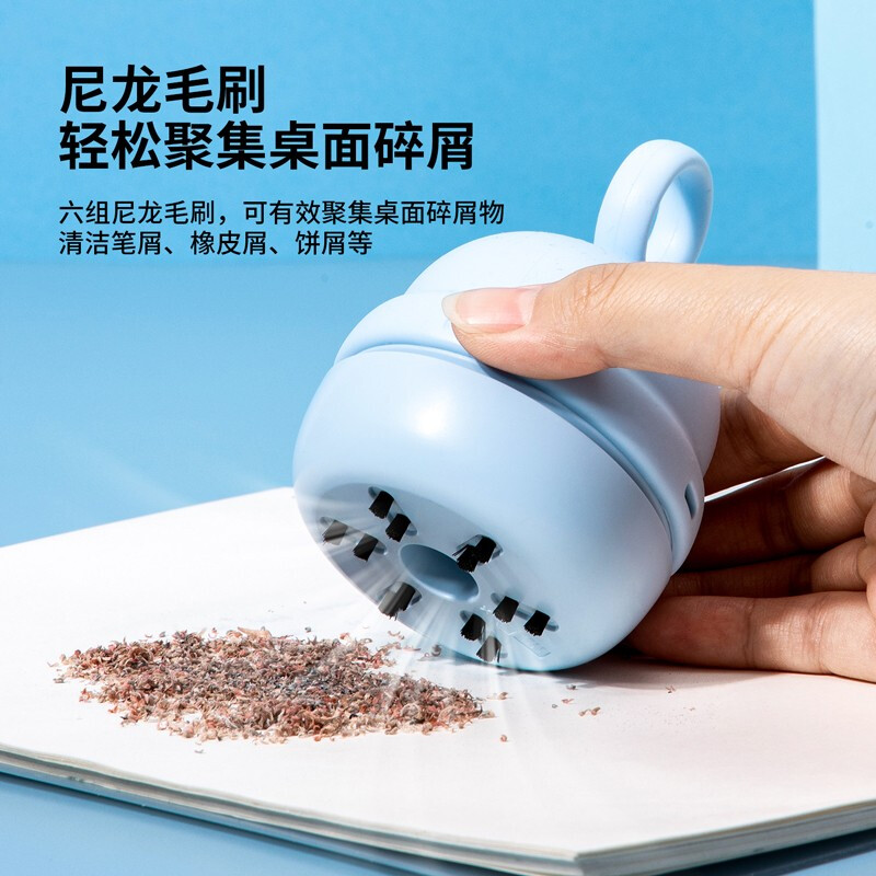 得力 桌面吸塵器電動橡皮擦屑清潔器 淺藍/手提充電款18890_http://m.gzyiqian.cn/newimg/C202207/1657617921544.jpg