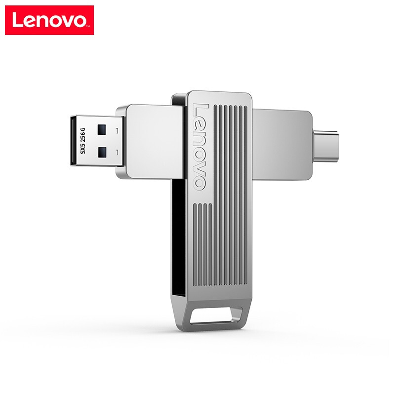 聯想（Lenovo）256GB u盤 USB3.2/Type-C雙接口 手機電腦兩用 SX5 Pro系列 銀色