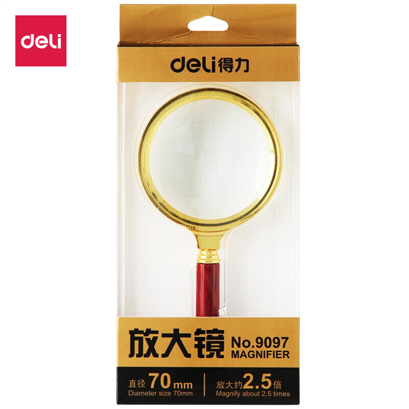 得力（deli）9097 直徑70mm 復古金屬框木質手柄架放大鏡_http://m.gzyiqian.cn/newimg/C202208/1661743326670.jpg