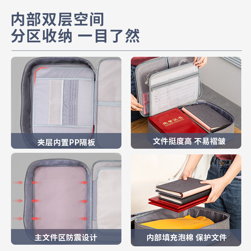 得力(deli)大容量多功能文件袋 雙層 灰色 63758_http://m.gzyiqian.cn/newimg/C202208/1661932338603.jpg