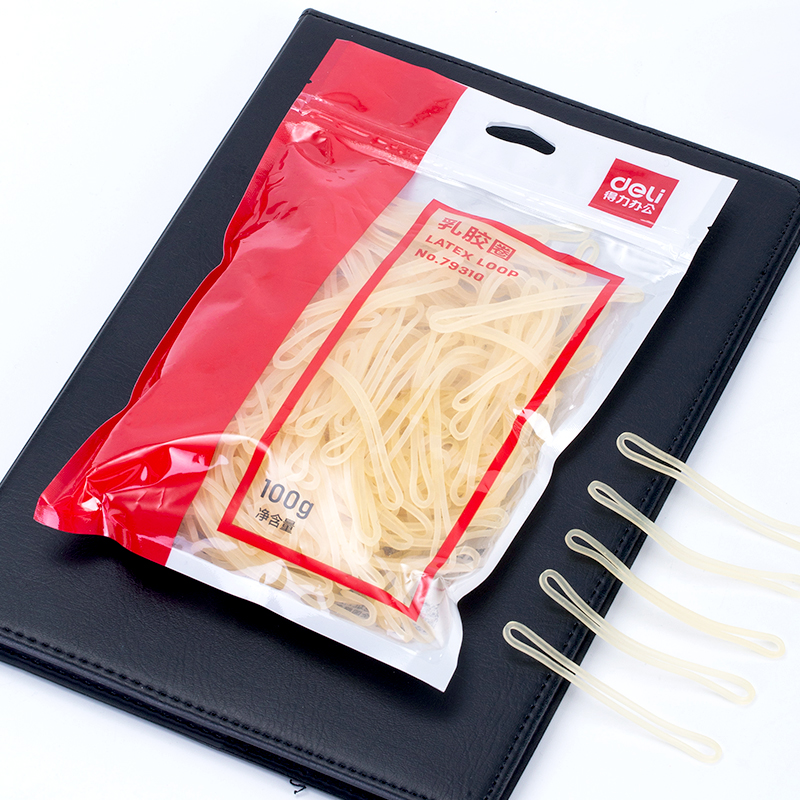 得力(deli)100g耐用橡皮筋/乳膠圈/橡皮圈/捆扎膠圈 辦公用品 79310_http://m.gzyiqian.cn/newimg/C202212/1672391046348.jpg