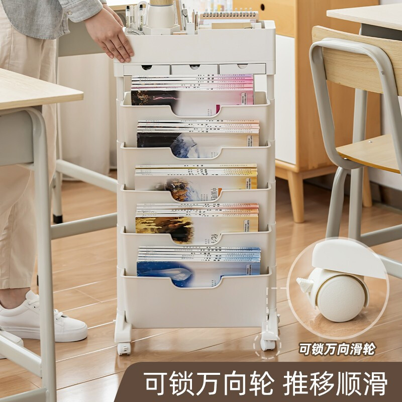 時代良品（SDLP）掛袋書立架 白色-三抽屜帶輪款 SD-9158_http://m.gzyiqian.cn/newimg/C202303/1678859206157.jpg