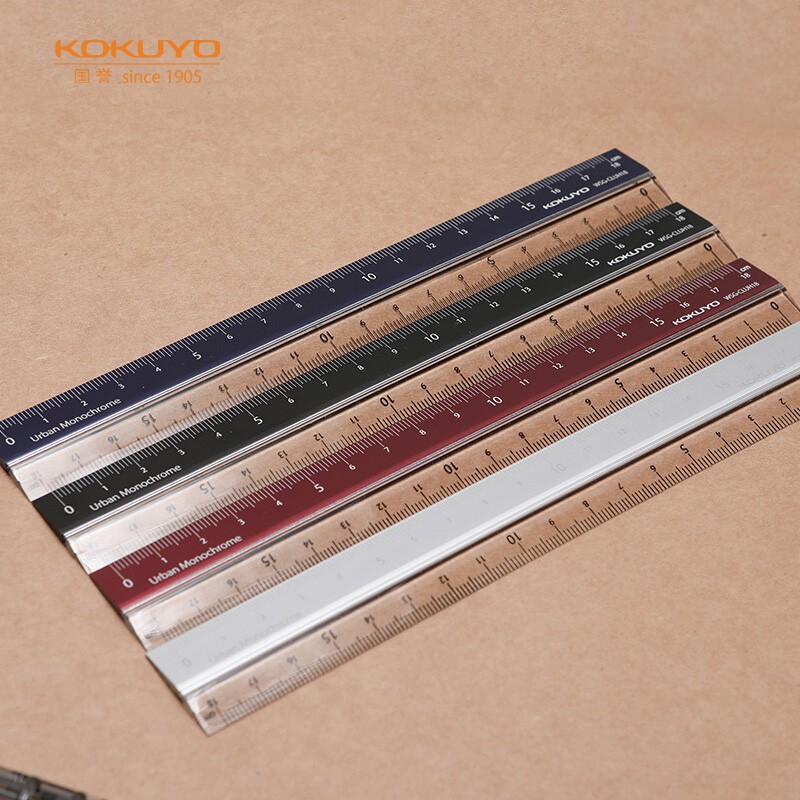 國譽（KOKUYO）都市印象學生高考PC鋁制直尺（18cm）190×24×3.5mm黑色 1個裝 WSG-CLUH18D_http://m.gzyiqian.cn/newimg/C202401/1704444526982.jpg